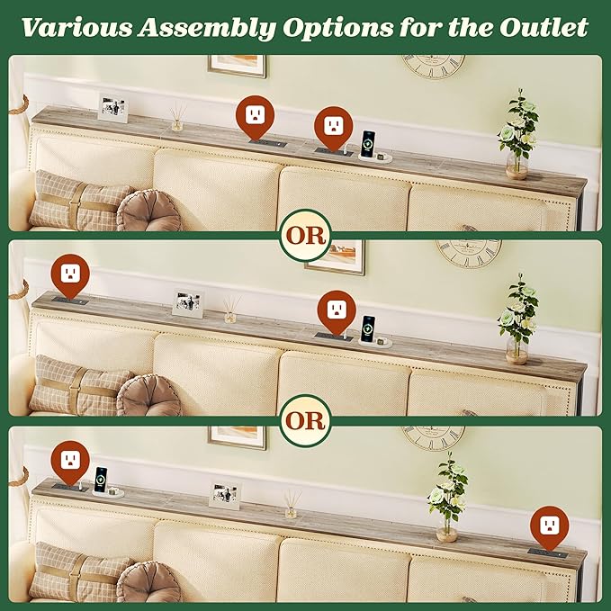 SUPERJARE 110.2 Inch Sofa Table with Power Outlets and USB-C Ports, 5.9 Inch Narrow Console Tables, Entryway Hallway Couch Tables with Storage, Behind Sofa, Small Spaces, Living Room, Oak