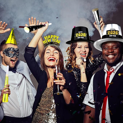96PCS Party Supplies - New Years Headbands, Hats & Noisemakers for 48 People - Plastic Party Favors, Cone Hats, Horns