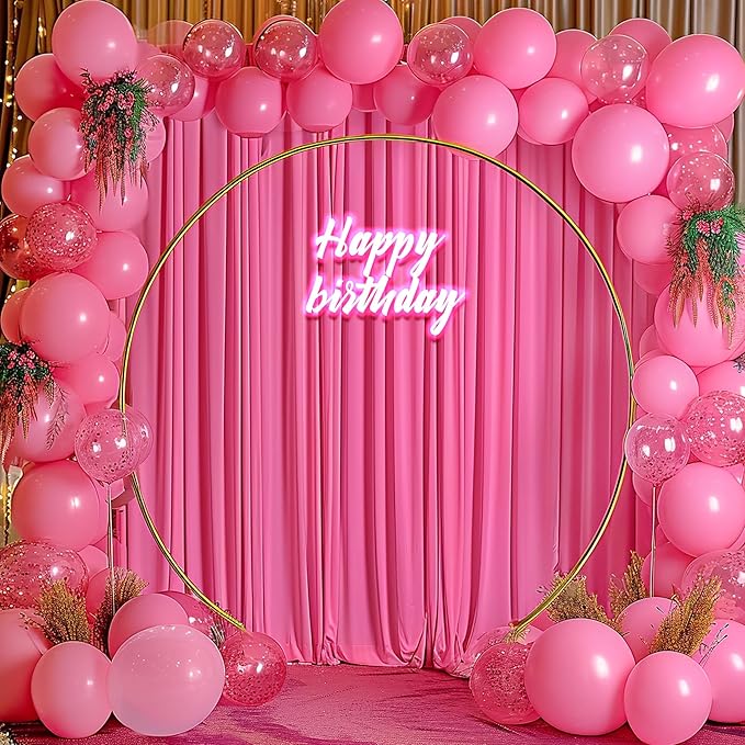 32 x 10ft Hot Pink Backdrop Curtains for Girls Party Photo Background Curtains Wrinkle Free Drapes for Backdrop Long Curtain for Wedding Bridal Shower Valentine's Day Birthday Baby Shower, 8 Panels