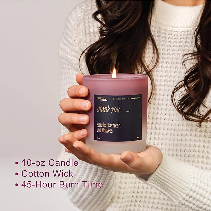 Benevolence LA Thank You Scented Candles | 10 oz, 40-50 Hour Burn, Thank You Gifts for Women, Men Coworkers | Appreciation Gifts for Best Friend | Fall Candles - Smells Like Fresh Cut Flowers