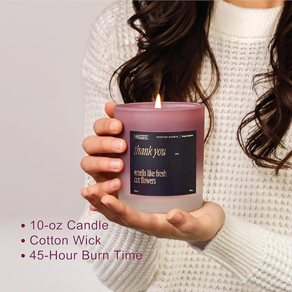 Benevolence LA Thank You Scented Candles | 10 oz, 40-50 Hour Burn, Thank You Gifts for Women, Men Coworkers | Appreciation Gifts for Best Friend | Fall Candles - Smells Like Fresh Cut Flowers