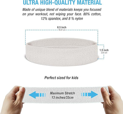 Suddora Toddlers Headbands, Sports Sweatbands for Kids, Non-Slip and Lightweight Fabric Bands for Youth Basketball, Soccer, and Tennis, Moisture-Wicking Bands for Cosplay & Costumes