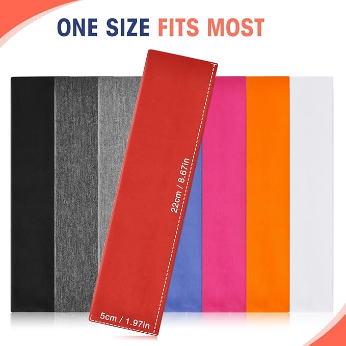 Hotop 20 Pcs Sport Stretchy Headbands for Girls Women Non Slip Soft Fabric Elastic Headband Bulk for Yoga DIY Team Gifts
