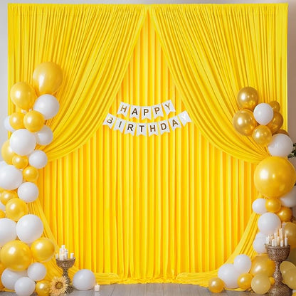 8 Panels Yellow Backdrop Curtain for Parties Wrinkle Free Lemon Yellow Photo Curtains Backdrop Drapes Fabric Decoration for Birthday Party Wedding Baby Shower 40ft(W) x 10ft(H)