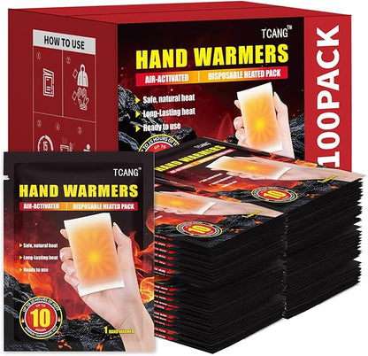Hand Warmers Disposable - Up to 10 Hours of Heat - 50/100/200 Pack Super Long Lasting Air Activated Warmers, All Natural, Portable for Body, Hands & Toes - Odorless Hot Warmer Heater for Sport
