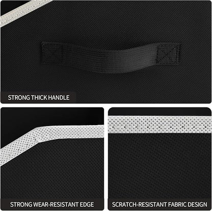 Closet Baskets for Shelves Trapezoid - Decorative Storage Baskets with Handle, Closet Bins for Organization, Shelf Storage Bins for Clothes, Books, Home, Office, 8 Pack, Black