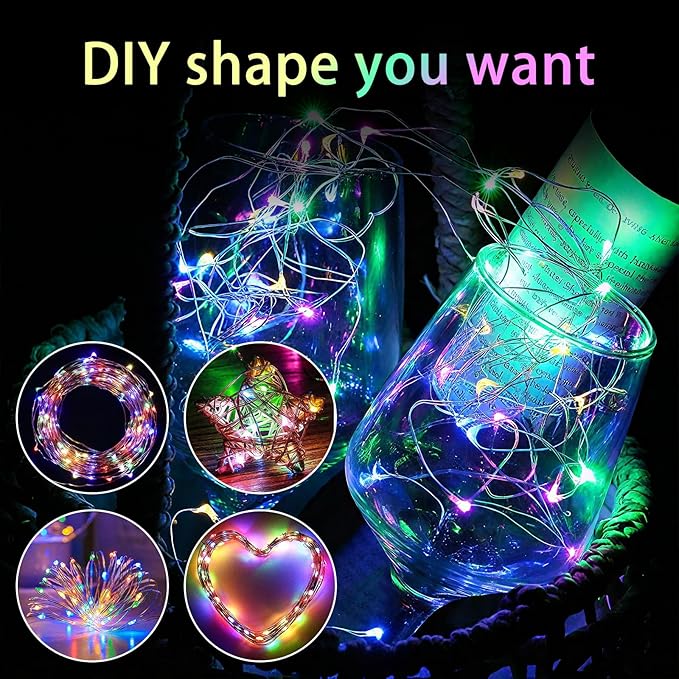 12Pack Fairy Lights Battery Operated, 7ft 20 LED 3 Modes Speed Twinkle Mini String Lights Waterproof Copper Wire Firefly Starry Lights for Mason Jars Wedding Party Christmas Decorations