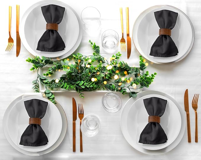 Zoyer Cloth Napkins Set of 12, 18x18 Inches Cotton Enrich Napkins Cloth ‎Washable, Soft & Durable Dinner Napkins for Parties, Wedding, Christmas, ‎Thanksgiving & Everyday Use - Black