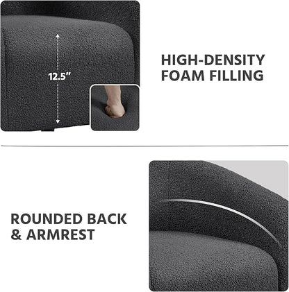 Yaheetech Accent Chairs Set of 2, Furry Living Room Chairs, Sherpa Barrel Chairs with Cozy Soft Padded, Boucle Fabric Armchais for Living Room Bedroom Reception Room Office, Dark Gray
