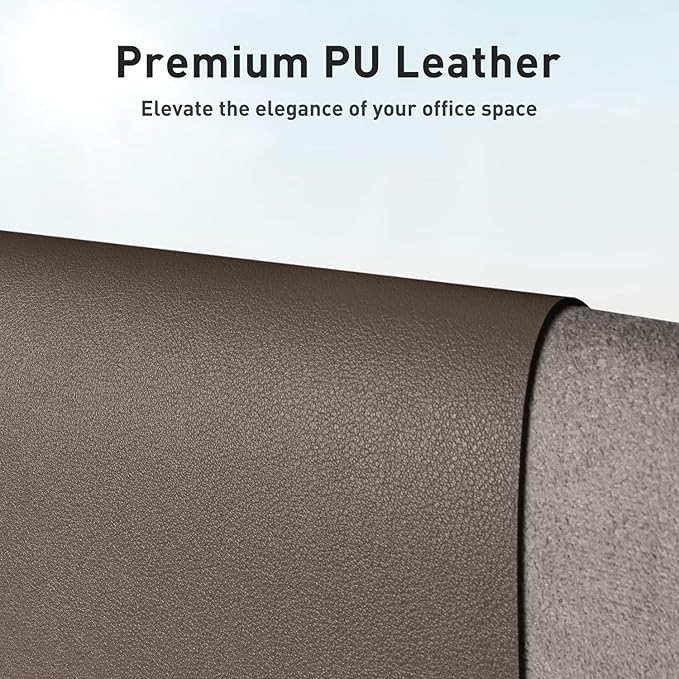 Aothia Faux Leather Desk Mat – Large Mouse Pad, Non-Slip PU Leather Blotter, Waterproof Writing Surface for Office and Home (Coffee, 47.2" x 23.6")