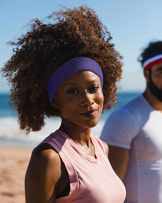 Suddora Workout Headband for Men and Women, Moisture-Wicking Athletic Sweatband, Lightweight Cotton Terry Cloth Bands for Basketball, Tennis, Football, Gym, Running, Cosplay & Costumes