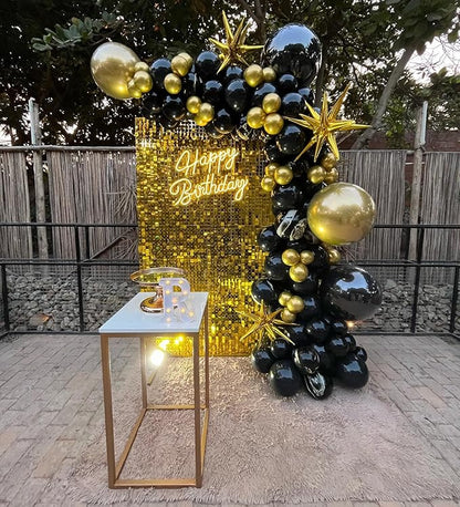 Shimmer Wall Backdrop Gold Square Sequin Wall Panel Backdrop Decor for Wedding, Anniversary, Birthday, Party, 24 Panels