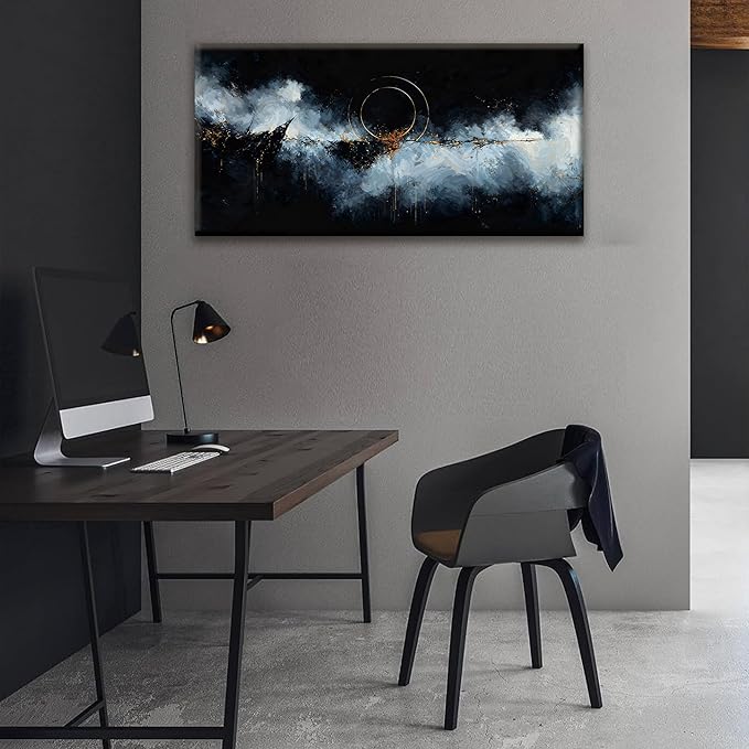 Canvas Wall Art Decor Modern Paintings Abstract Wall Decor Maximalist Gold Circle Black White Abstract Wall Art Prints Picture For Bedroom Kitchen Office Artwork Ready To Hang 20" × 40"