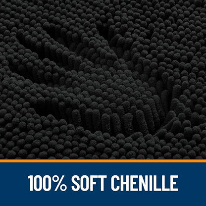 OLANLY Bathroom Rugs 44x24, Extra Soft Absorbent Chenille Bath Rugs, Rubber Backing Quick Dry, Machine Washable Bath Mats for Bathroom Floor, Tub and Shower, Home Decor Accessories, Black