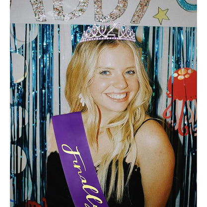 CIEHER Purple 21st Birthday Tiara and Sash, 21st Birthday Crown
