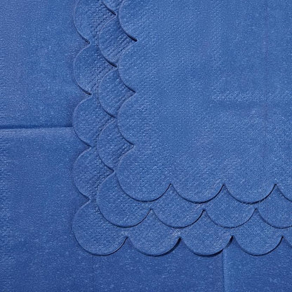 200 Pack Cocktail Napkin 2-Ply Scalloped Edged Dessert Napkins Folded 5 x 5 Inches Disposable Napkins for Dinner Wedding Birthday Party Bridal Anniversary Reception Event (Navy Blue)