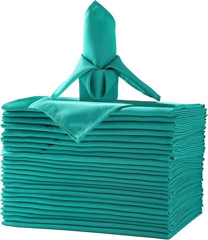 25pcs Polyester Cloth Napkins - 17 x 17 inch Turquoise Washable Dinner Napkins with Hemmed Edges for Restaurant/Wedding/Hotel(25,Turquoise)