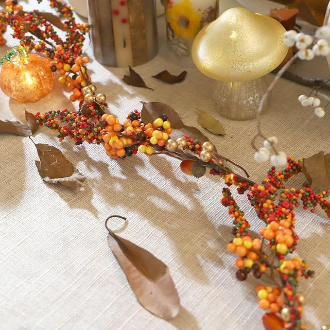 Fall Garland with Lights 6.5FT Battery Operated Halloween Lights with Remote Control - 25 LEDs Warm Orange Fall Fairy Lights for Thanksgiving Halloween Mantle Table Fall Decorations