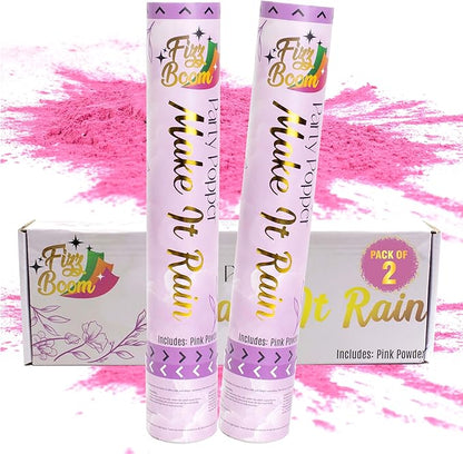 2 Pack Gender Reveal Smoke Confetti Poppers - Biodegradable Pink Powder Poppers for Baby Gender Reveal | Creates Vibrant Cloud of Color | Perfect for Photography and Special Events