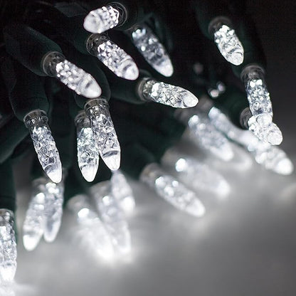 24 ft 70 Count M5 LED Cool White Christmas Lights, Green Wire Indoor/Outdoor Commercial Grade Mini String, Holiday Lighting