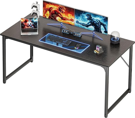 PRAISUN 55 X 24 Inch Computer Desk with Deeper Desktop, Gaming Office Writing Work Desk for Home Office, Study, Bedroom, Work from Home, Metal Frame, Black