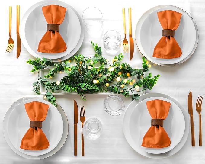 Zoyer Cloth Napkins Set of 12, 18x18 Inches Cotton Enrich Napkins Cloth ‎Washable, Soft & Durable Dinner Napkins for Parties, Wedding, Christmas, ‎Thanksgiving & Everyday Use - Orange