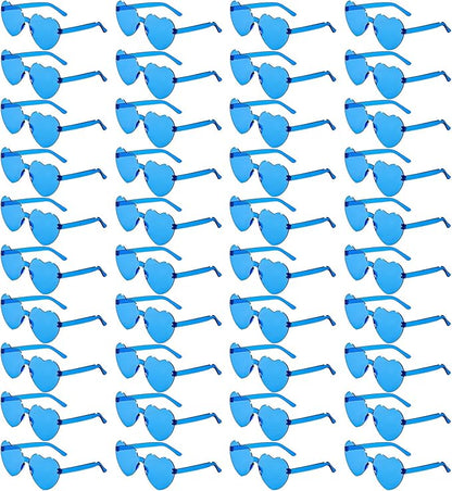 40 Pairs Heart Shaped Sunglasses Bulk, Colorful Rimless Fun Heart Sunglasses for Women Party Favors