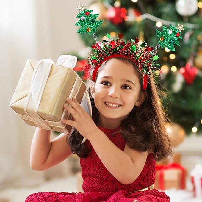 Beleki Christmas Tree Headbands - Glitter Headband Hair Hoop Headwear Cheer Christmas Hair Accessories for Aldut Kids Teens Xmas Festival Party Holiday Themed Events Drees up