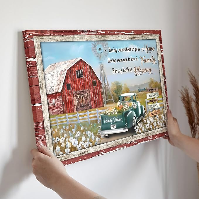 Dem Canvas Personalized Family Canvas, Personalized Signs With Names Canvas, Farm Wall Art Personalized Photo Gifts For Family Street Sign
