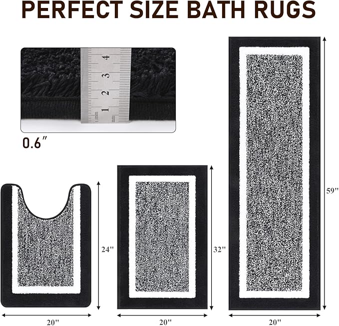 Pauwer Bathroom Sets 2 Piece, Non Slip Bath Mats, Absorbent Shower Rugs for Tub and Shower Floor
