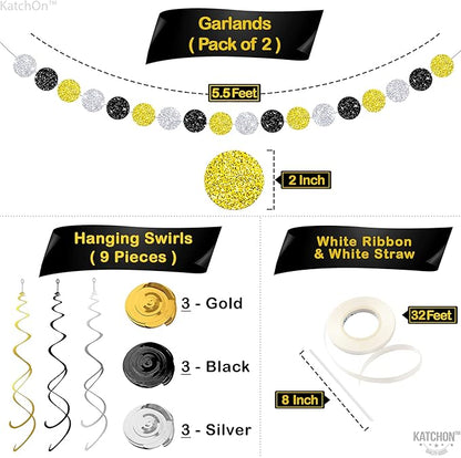 KatchOn, New Years Eve Party Supplies 2026 - Big, Pack of 70 | Happy New Years Decorations 2026 | Hanging Swirls, PomPoms, NYE Decorations 2026 | Eve Decorations