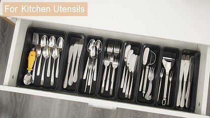 15 PCS Interlocking Desk Drawer Organizer Separator for Office,Bathroom,Kitchen,Makeup（Black）