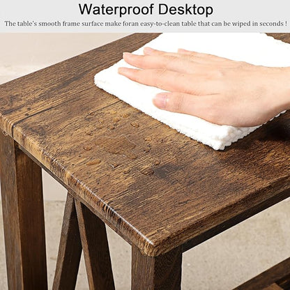 End Side Table with Storage Shelf Rectangle Narrow Nightstand Console Tables Brown Smooth End Table for Small Spaces Industrial Accent Side Table for Living Room Bathroom Bedroom