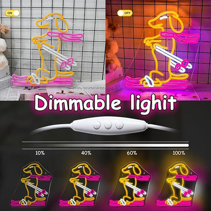 Lucunstar Skiing Dachshund Neon Sign Dog LED Sign for Wall Decor Dachshund Decor USB Connectivity Adjustable Brightness Ski Neon Light Up Pet Shop Bedroom Wall Gifts for Dog Lover