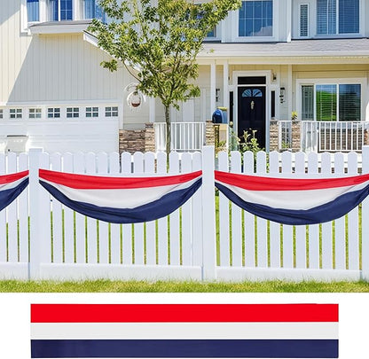 HOOSUN Patriotic Decorations Outdoor,2x20 Ft Patriotic Bunting American Flags for Outside,Red White and Blue Banner for Porch Fence,USA Flag Bunting Red White and Blue Decorations