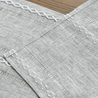 Artoid Mode Grey Rustic Cotton Linen Table Runner, Seasonal Embroidered Hollow Kitchen Dining Table Decoration for Home Party Decor 13x60 Inch