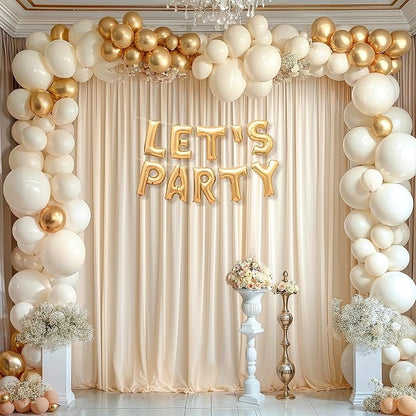 8 x 10ft Champagne Backdrop Curtains for Wedding Photo Background Curtains Wrinkle Resistant Backdrop for Party Photoshoot Polyester Curtains Drapes for Baby Shower Birthday with Rod Pocket, 2 Panels