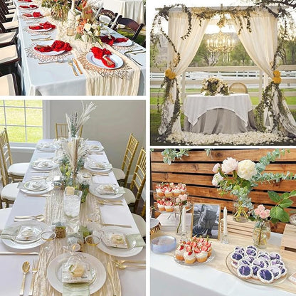 10ft Cream Beige Cheese Cloth Table Runner, 35x120 Inches Ivory Gauze Table Runner Rustic Cream Cheesecloth Table Runner Bulk for Wedding Bridal Shower Decoration, Boho Table Decor