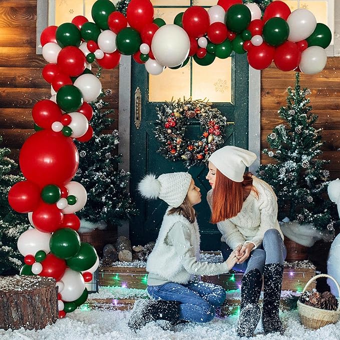 136pcs Red Green White Balloon Garland Arch Kit- 5" 10" 12" 18" Red White Green Balloon for Baby Shower Birthday Christmas Party…