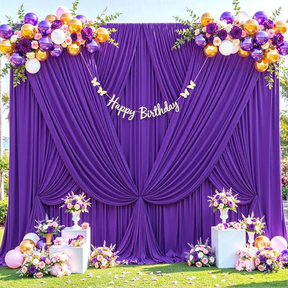 10x10 Purple Backdrop Curtain for Parties Wedding Wrinkle Free Purple Photo Curtains Backdrop Drapes Fabric Decoration for Birthday Party Photography 5ft x 10ft,2 Panels
