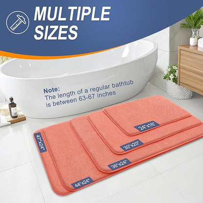 OLANLY Thick Memory Foam Bath Mat Rug 36x24, Extra Soft Absorbent Bathroom Rug, Quick Dry Bath Mats, Non-Slip, Machine Washable Carpet for Bathroom, Tub and Shower, Home Decor Accessories, Coral