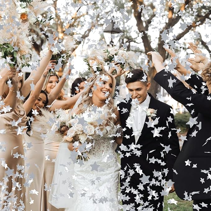 Confetti Cannon Sliver 12 Pack Confetti Poppers 12 Inch Confetti Party Poppers with Silver Star Confetti Bulk Streamer Blaster Shooter for New Year Christmas Birthdays,Weddings,Graduation Decorations