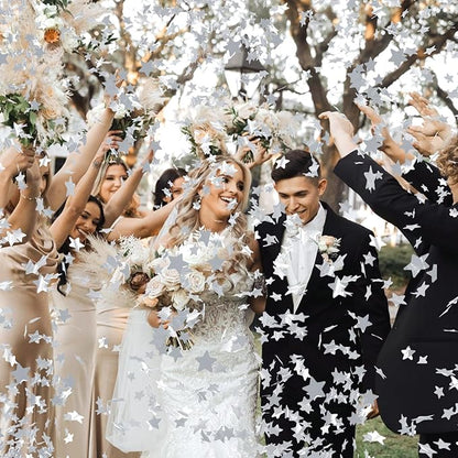 Confetti Cannon Sliver 12 Pack Confetti Poppers 12 Inch Confetti Party Poppers with Silver Star Confetti Bulk Streamer Blaster Shooter for New Year Christmas Birthdays,Weddings,Graduation Decorations