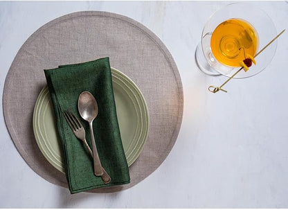 Solino Home Linen Napkins Set of 4-100% Pure Linen Forest Green Dinner Napkins Cloth 20 x 20 Inch for Fall, Autumn, Thanksgiving, Christmas, Winter - Athena, Handcrafted and Machine Washable