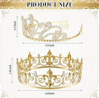 Henoyso 4 Pcs Prom King and Queen Crowns for Men Women Halloween Party King Queen Tiara Headband Homecoming Party Favor