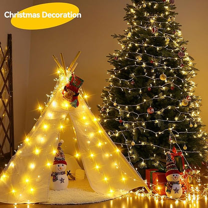 4 Pack 240LED Fairy Lights Battery Operated - 20FT Twinkle Lights with 2 Lighting Modes Indoor Outdoor, Waterproof Led Fairy String Light for Bedroom, Classroom, Dorm, DIY, Christmas Decor, Warm White