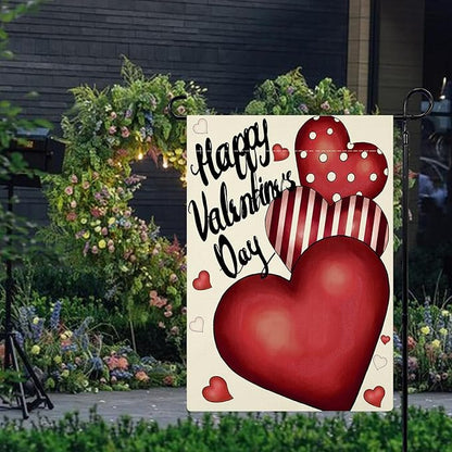 Valentines Day Garden Flag 12x18 Inch Double Sided Love Heart Small Seasonal Valentine’s Day Flag Yard Outdoor Flag Decoration