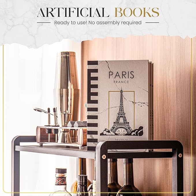 Decorative Book Pairs/Rome (White) Fake Books w/Hidden Storage for Coffee Table, Bookshelf or Mantle Decor w/Magnet Closure - Aesthetic Book Decor for Living Room, Bedroom, Entry Way, Keepsake