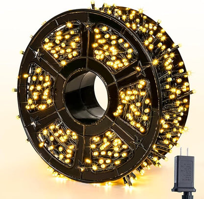 JMEXSUSS 229ft 700 LED Christmas Lights Outdoor, Christmas Tree Lights Plug in, 8 Modes Twinkle String Lights for Outside Indoor Wedding Ceiling Room Home Yard Patio Porch Xmas Decor, Warm White