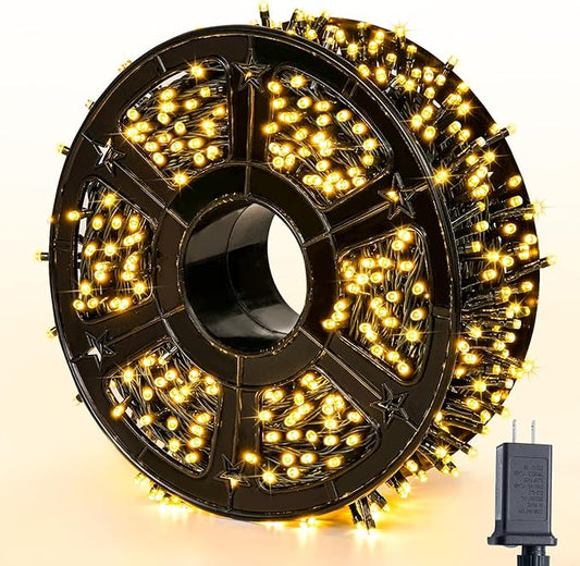 JMEXSUSS 229ft 700 LED Christmas Lights Outdoor, Christmas Tree Lights Plug in, 8 Modes Twinkle String Lights for Outside Indoor Wedding Ceiling Room Home Yard Patio Porch Xmas Decor, Warm White